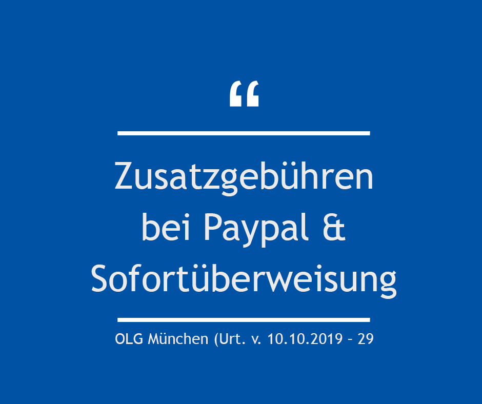 Zusatzgebühren bei Paypal & Sofotüberweisung