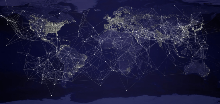 Weltkarte mit Datenvernetzung